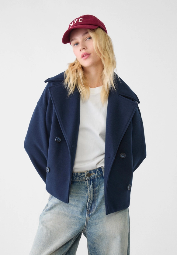 Short double-breasted coat - Women's Jackets | Stradivarius Italy