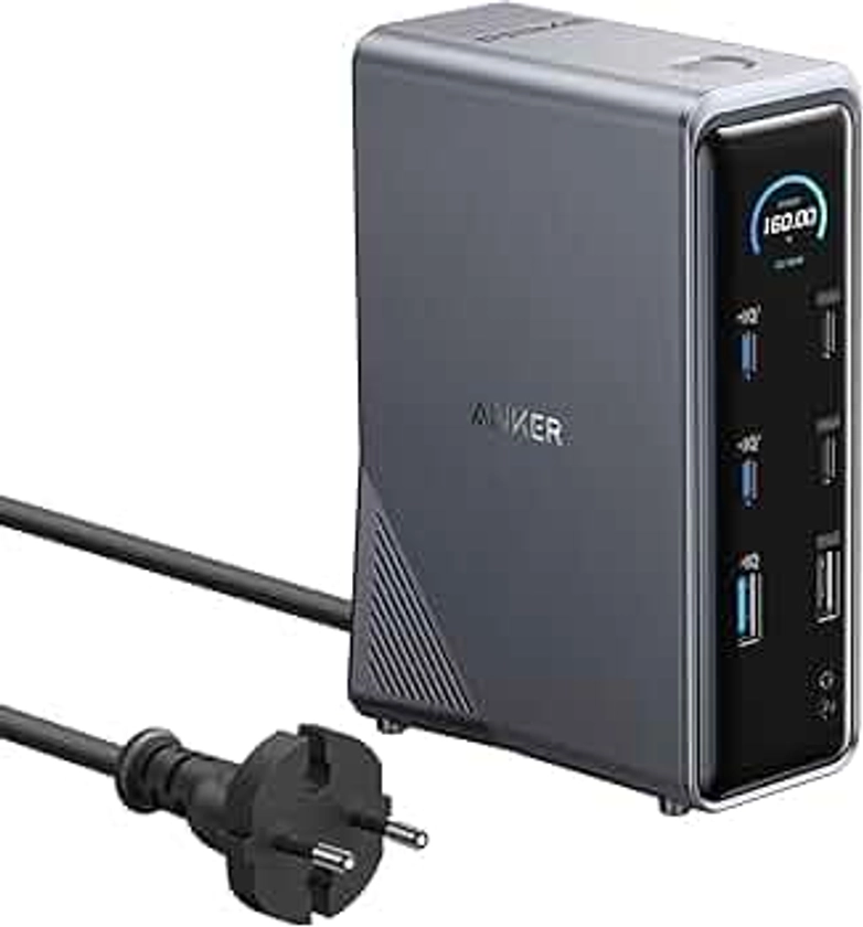 Anker Prime Docking Station 160W, 14-Port with 160W Max Output, 10Gbps Fast Data Transfer, Real-Time Smart Interface, Audio and Ethernet Ports, Dual 4K Displays for Dell, MacBook, and More