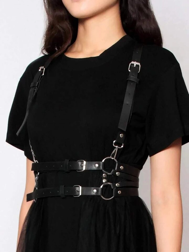 1 pieza Accesorio de vestir de vestido de tirantes dobles con cinturón para mujeres, estilo punk, adecuado para uso diario