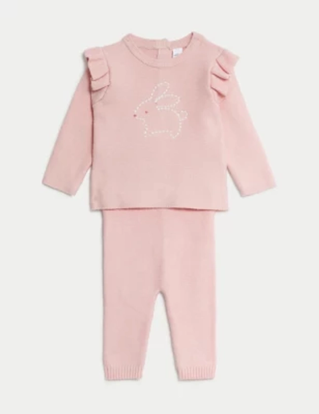 2pc Knitted Bunny Outfit (7lbs-1 Yrs) | M&S Collection | M&S