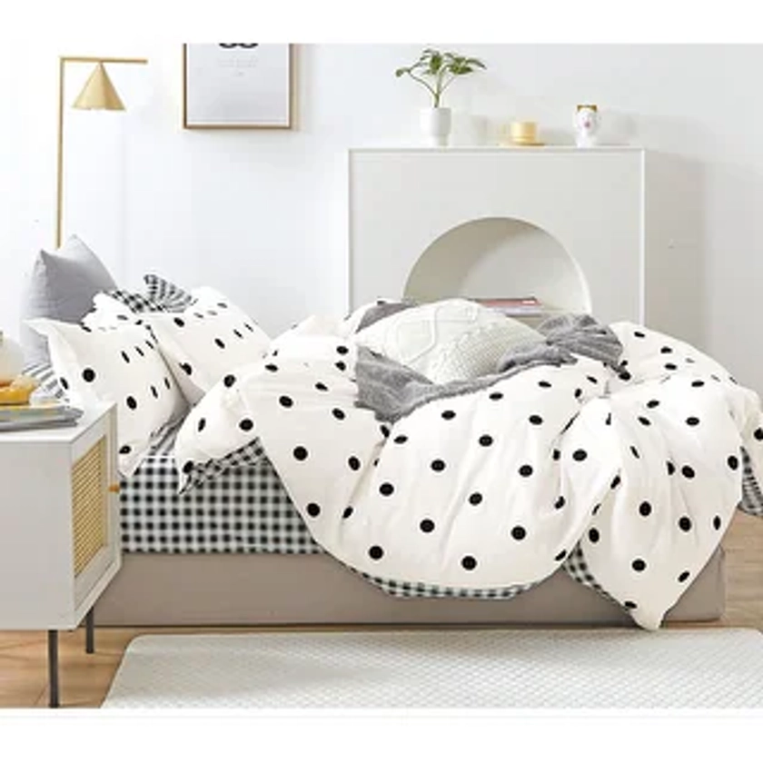 Clark Black/White Polka Dots 100% Cotton Comforter Set - Bed Bath & Beyond - 35083304