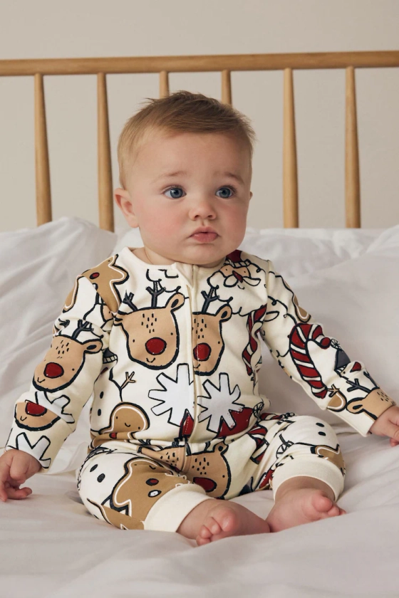 Buy écru - Christmas Character Baby Sleepsuit (0mths-3yrs) from Next France