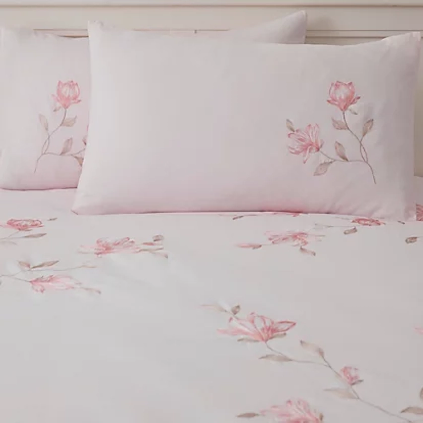 Margot Embroidered Floral Duvet Cover Set | DIY at B&Q