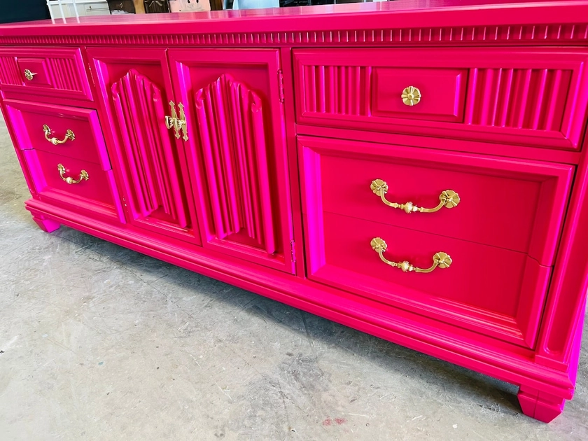 SOLD Bright Hot Pink Dresser Console Credenza Living Accent Home Decor Bedroom Furniture Nursery Dresser Color Customizable - Etsy