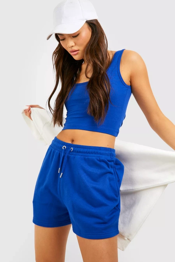 Scoop Neck Crop Top And Sweat Short Set