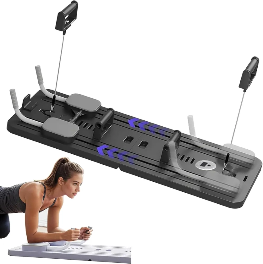 Kit Réformateur de Pilates, Machine de Réformateur de Pilates avec Compteur LED, Rouleau à Rebond Automatique, Planche d'exercice Multifonction pour Exercices à Domicile