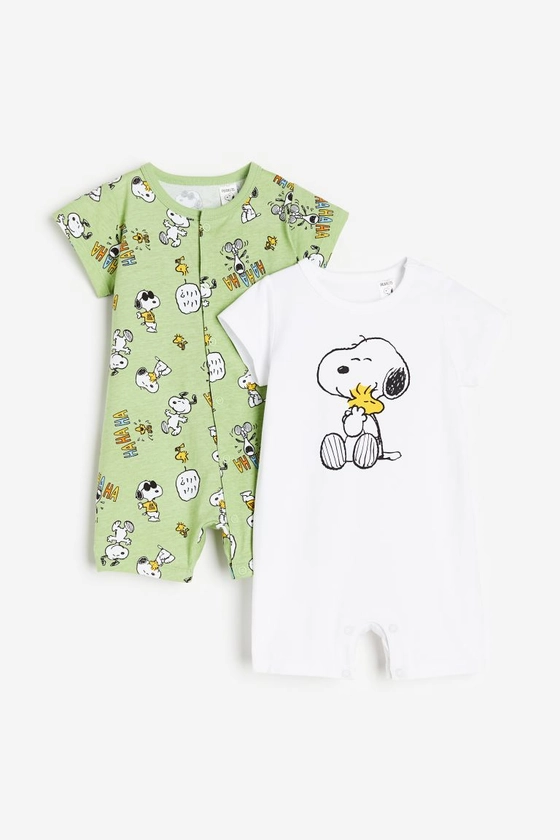 2-pack pyjamas med trykk - Lys grønn/Snoopy - BARN | H&M NO