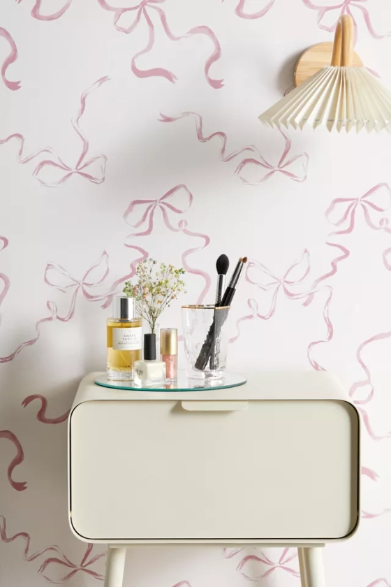 UO Home Painted Bows Pink Removable Wallpaper