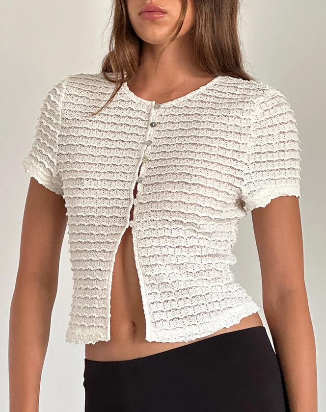 Nova Top in Shimmer Rib Ivory