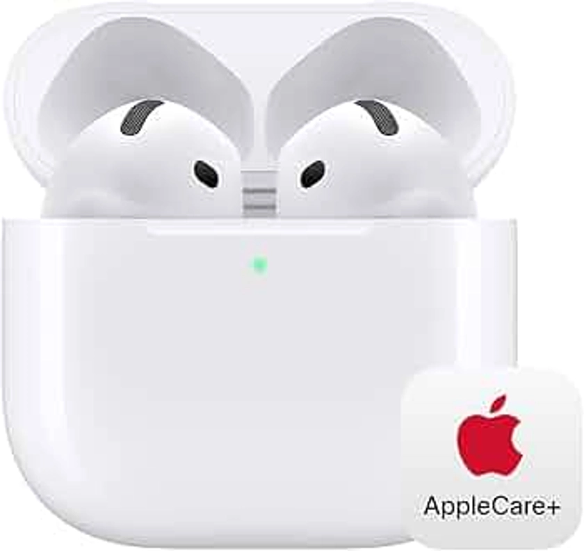 Apple AirPods 4 Wireless Earbuds, Bluetooth Headphones, with Active Noise Cancellation, Adaptive Audio, Transparency Mode, Personalized Spatial Audio, USB-C Charging Case with AppleCare+ (2 Years)