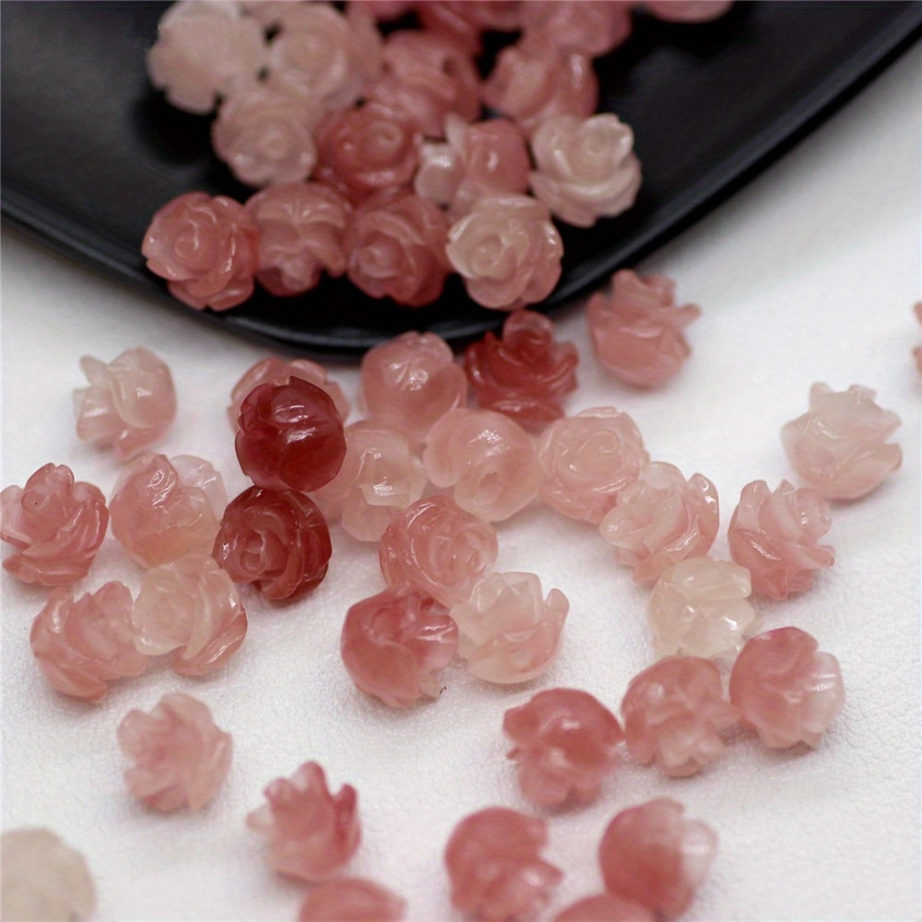 20pcs 6mm Shell Beads Powder Embossed Three-dimensional Small Rose Loose Beads Multi Color For DIY Jewelry Accessories