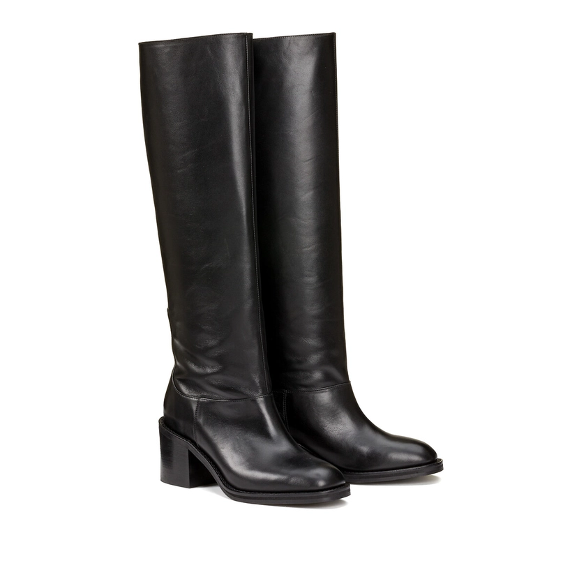 Signatures Leather Riding Boots with Block Heel