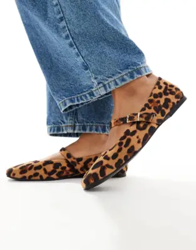 ASOS DESIGN Lottie Mary Jane Ballet in Leopard | ASOS