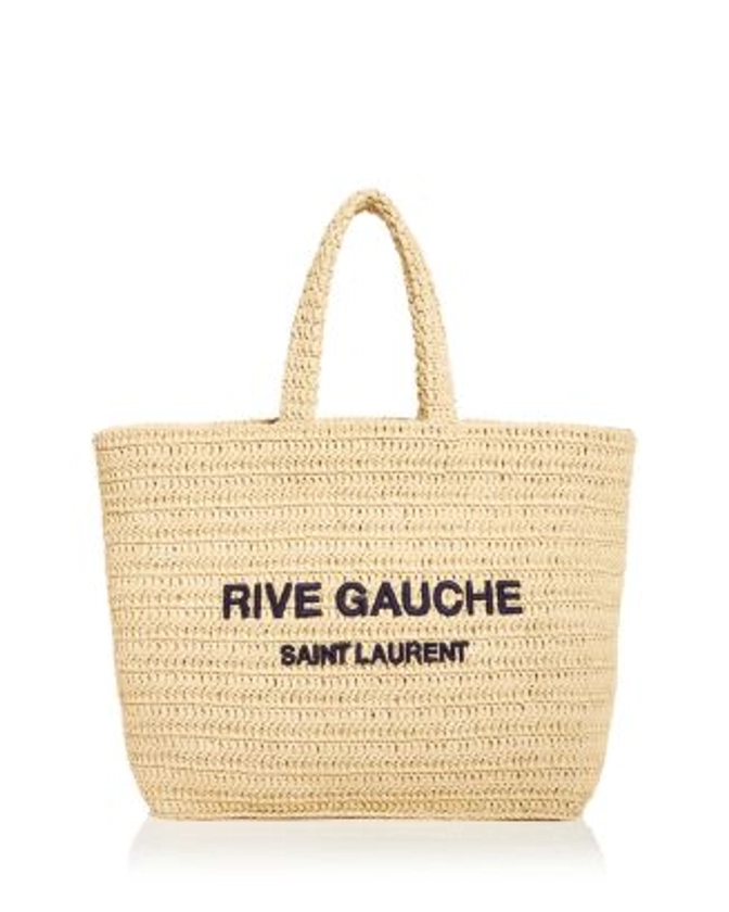 Saint Laurent Rive Gauche Tote in Raffia Handbags - Bloomingdale's