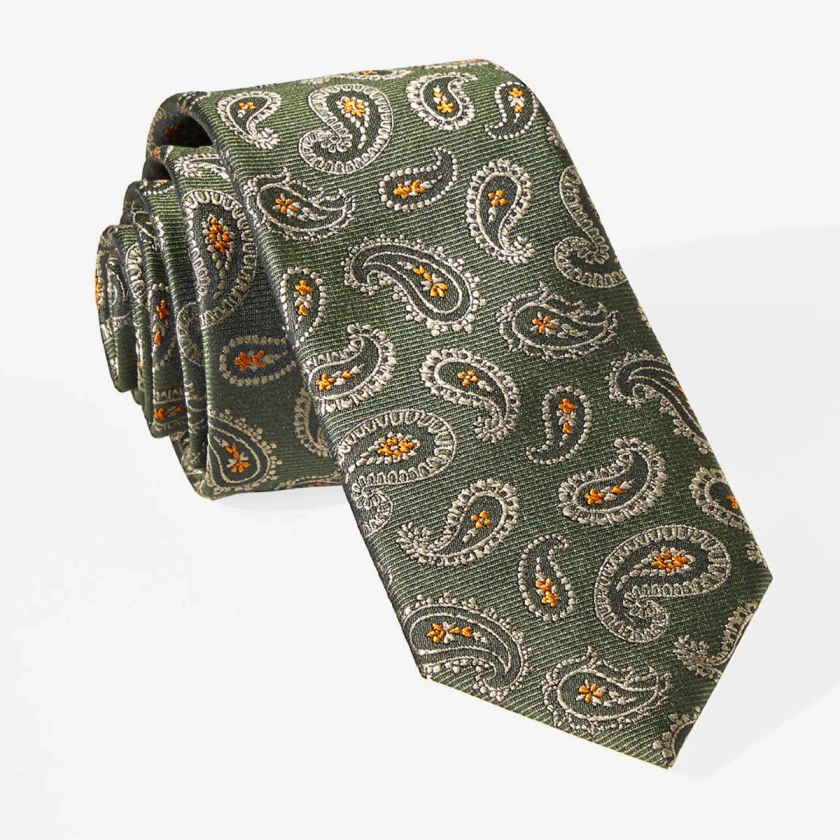 Cooper Paisley Olive Tie | Silk Ties | Tie Bar