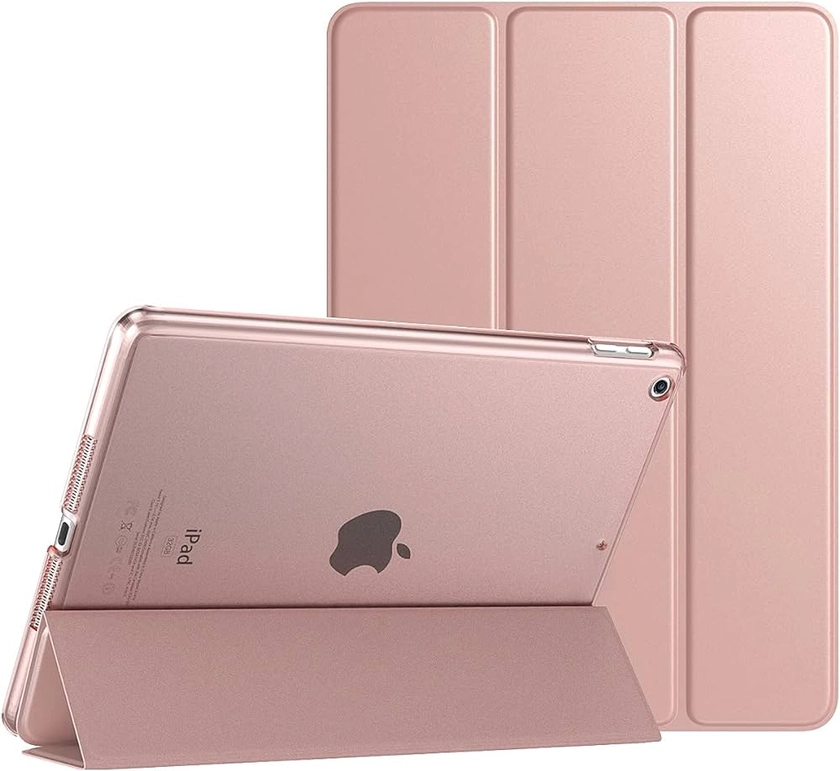 TiMOVO Coque Compatible avec iPad 9ème Génération 2021/iPad 8ème Génération 2020/iPad 7ème Génération 2019, Housse Étui avec Translucide Givré Rigide Protégé Pochette pour 10,2 Pouces, Or Rosé