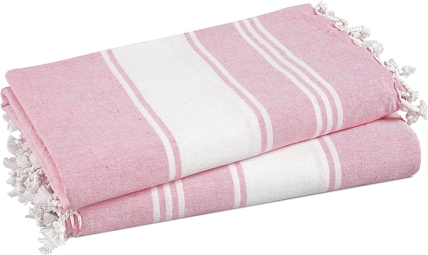 Amazon.com: LANE LINEN Turkish Beach Towels, 2 Pack Extra Large Beach Towel, Pre-Washed for Soft Feel, 100% Cotton Oversized Sand Free Quick-Dry Pool Towel, Beach Towels for Adults - Candy Pink : Home & Kitchen