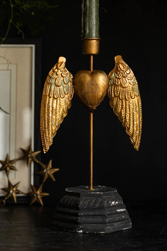 Winged Milagro Heart Candle Holder