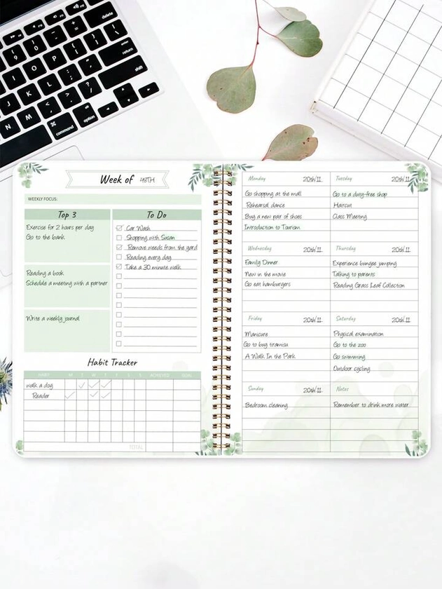 Weekly Goals Schedule Planner Checklist Notebook Organizers Habit Tracker,Perfect School or Office Supplies