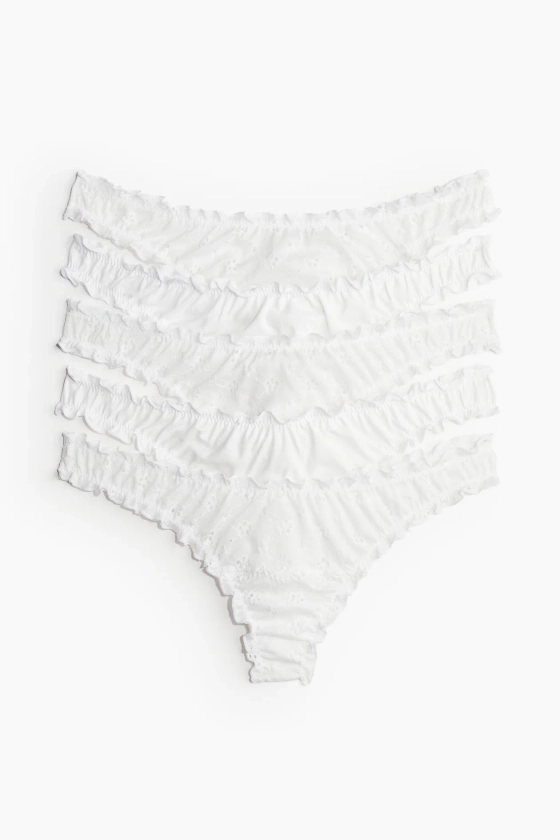 Lot de 5 culottes Thong - Taille basse - Blanc - FEMME | H&M FR