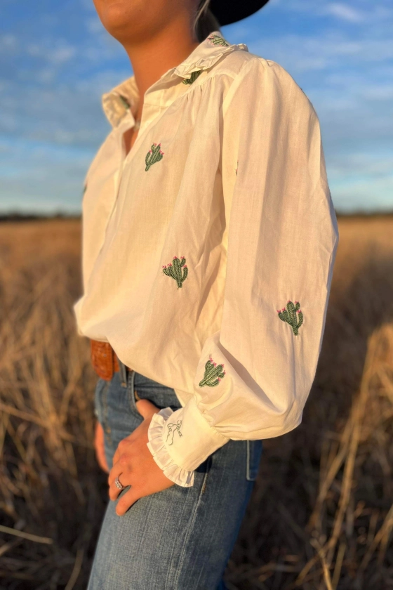 Frankie Shirt - Cactus Embroidery