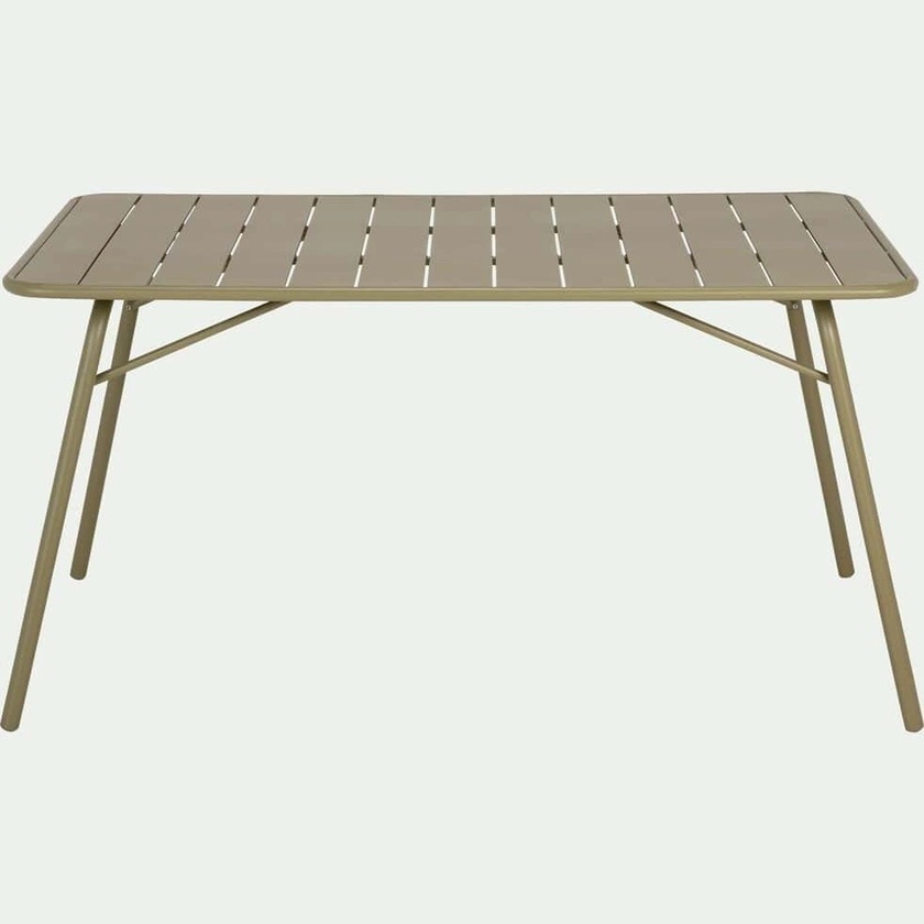 SOURIS - Table de repas jardin pliante en acier - vert kaki (6 places)