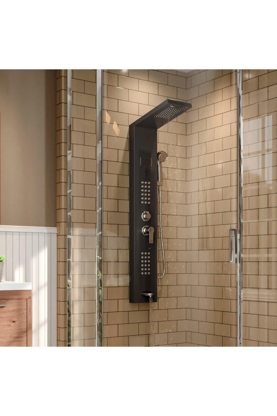 Bathroom Accessories | Stainless Steel Shower Panel with LED Temperature Display and Hand Shower | Living and Home