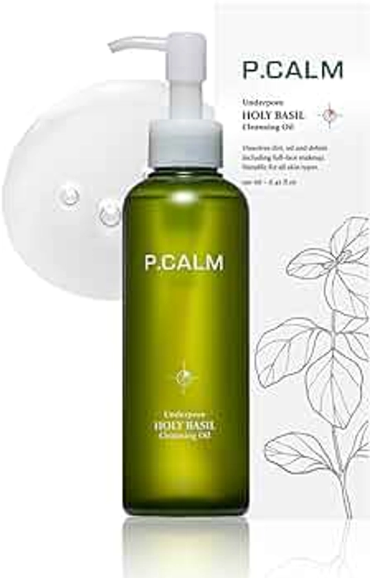 P.CALM UnderPore Holy Basil Cleansing Oil 6.42 fl.oz | Instant Blackhead Reducing Non-Comedogenic Pore Control Cleansing Oil with Holy Basil Extract for Sensitive Skin | Korean Skincare