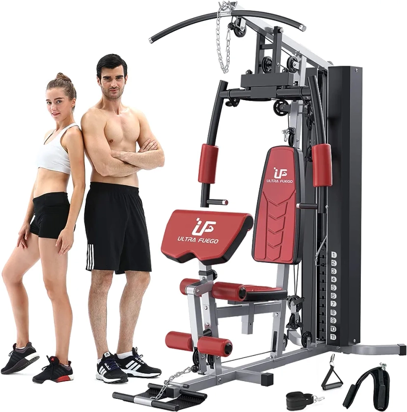 Multifunctional Home Gym Equipment Workout Station with Pulley System, Arm, and Leg Developer for Full Body Training