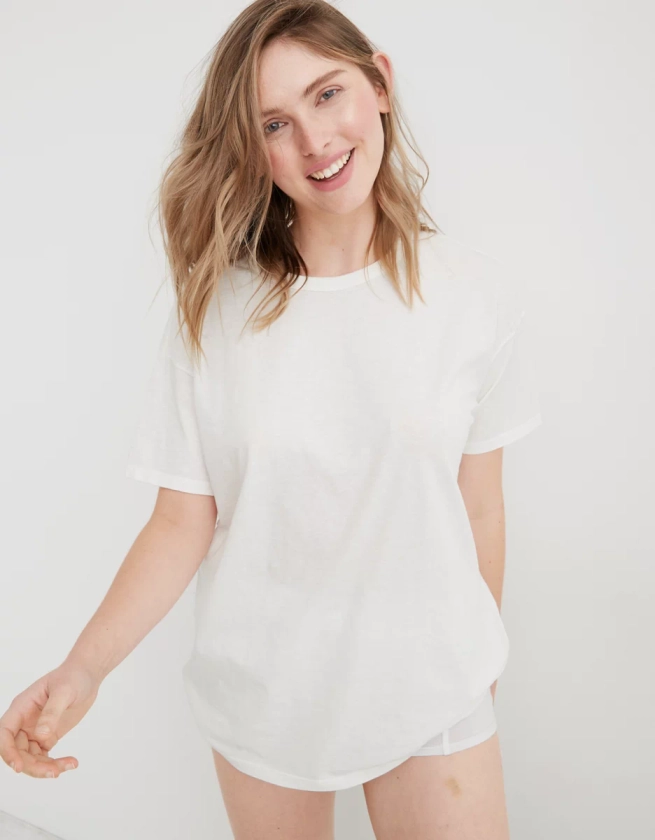 Aerie Distressed Basic Boyfriend T-Shirt