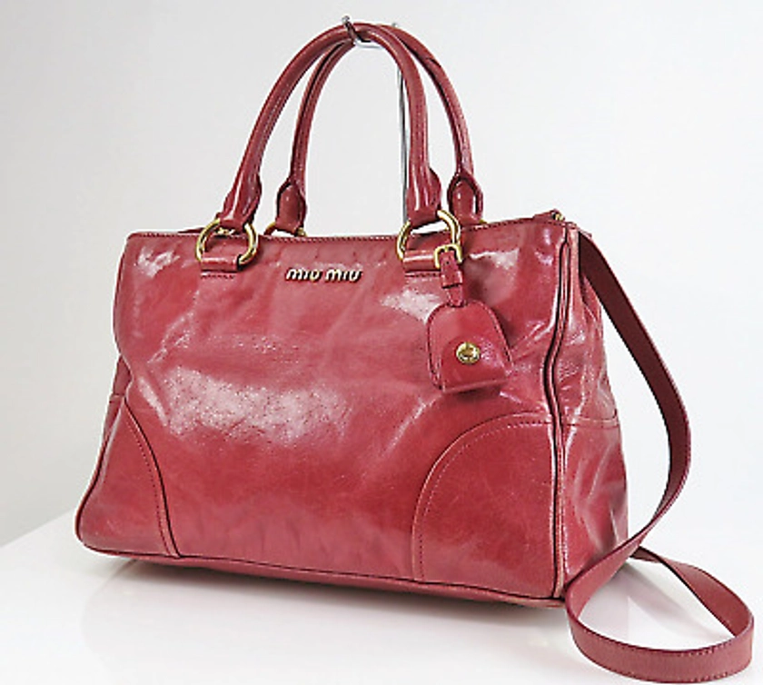 Auth MIU MIU Red Pink Leather 2 Way Shoulder Bag Purse#57742 | eBay