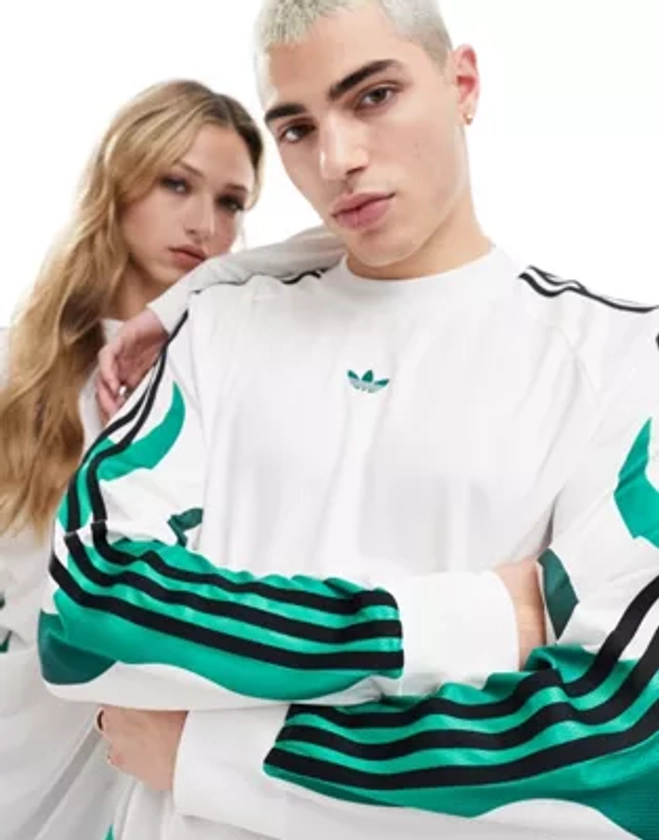 adidas Originals unisex flame long sleeve jersey top in white | ASOS