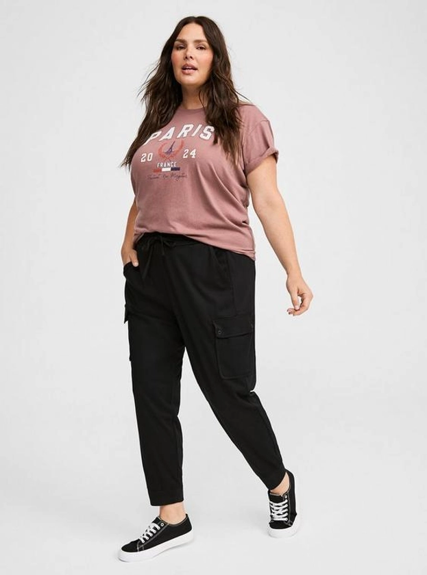 Relaxed Fit Jogger Stretch Challis Mid-Rise Cargo Pocket Pant