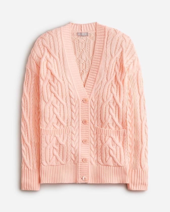 Cable-knit cardigan sweater