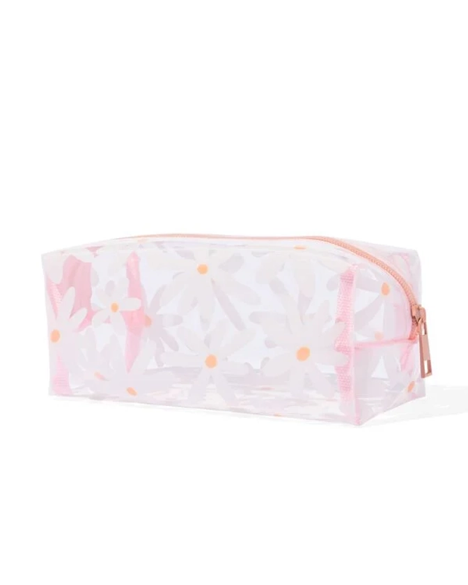 trousse XL transparente fleurs - HEMA