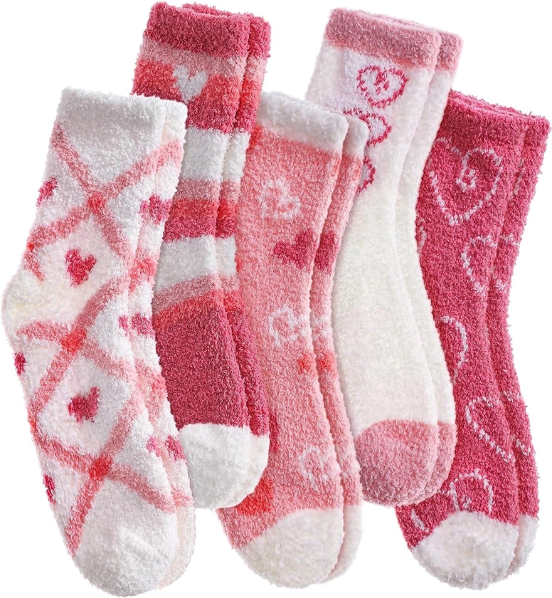 SDBING Womens Fuzzy Socks Soft Cozy Fluffy Socks Winter Plush Warm Slipper Socks for Women 6 or 5 Pairs