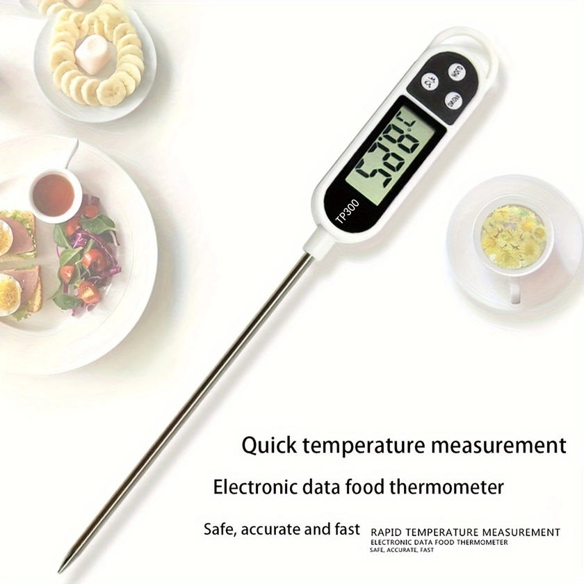 1pc, Food Thermometer, Instant Read Meat Thermometer, Baking Thermometer, Digital Cooking Food Thermometer With Super Long Probe For Grill Candy Kitch