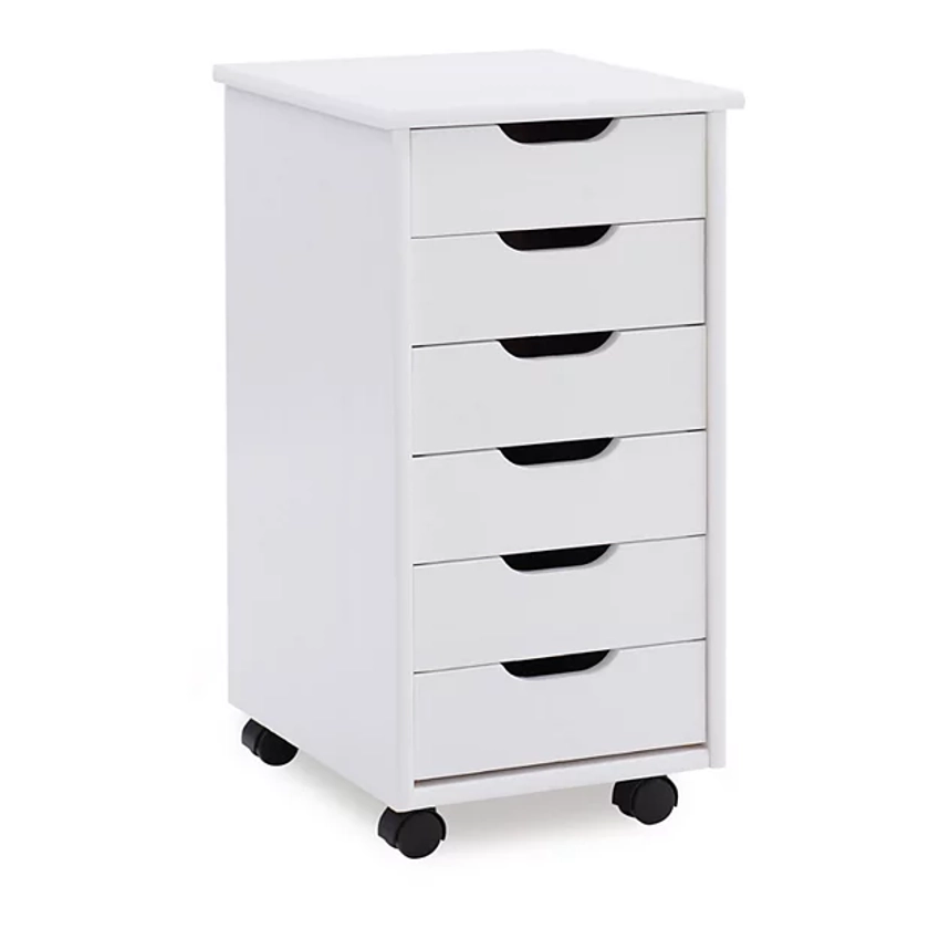 Linon Cary 6-Drawer Rolling Storage Cart