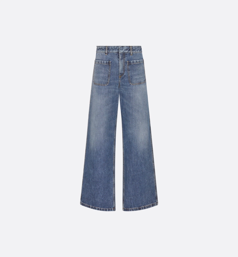 Dior 8 Flared Jeans, D04 Blue Stonewashed Cotton Denim | DIOR