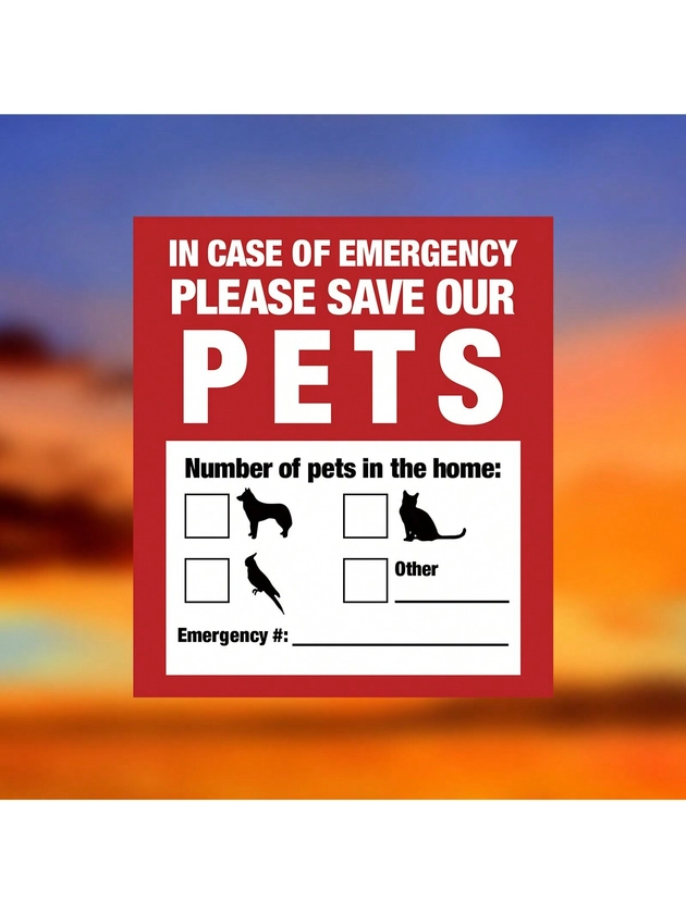 Pet Inside Sticker - 4 PCS Alarm Safety Fire Rescue Sticker Stickers - Save Our Cat/Dog Pets In A Fire Emergency, Firefighters Will See The Alarm From The Window