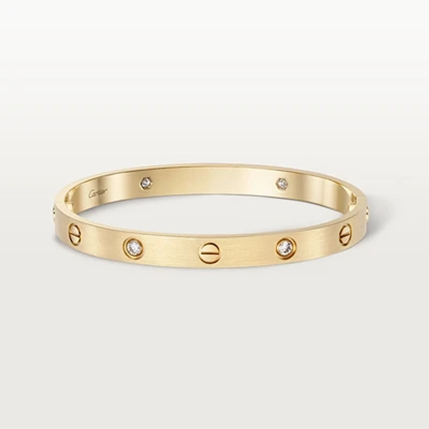 CRB6080117 - LOVE bracelet classic model with 4 brushed diamonds - Yellow gold, brushed finish, diamond - Cartier