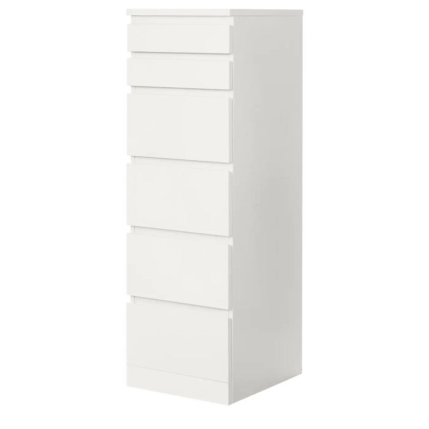 MALM Commode 6 tiroirs, blanc, miroir, 40x123 cm - IKEA