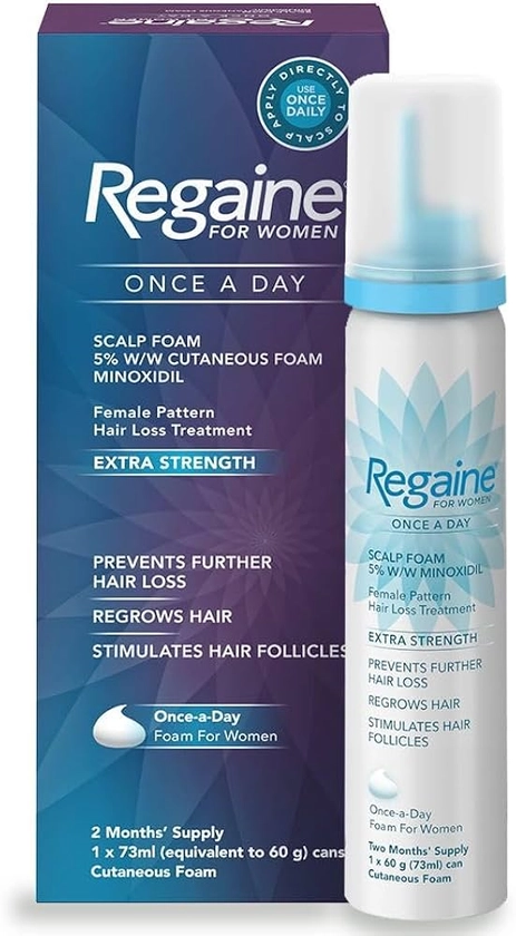 REGAINE for Women Once A Day Scalp Foam, Extra Strength Hair Regrowth Treatment for Female Pattern Hair Loss, Female Hair Loss Treatment to Regrow Hair and Stimulate Follicles, 73 ML