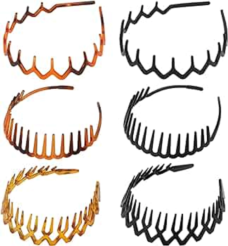 6 Pack Zig Zag Shark Tooth Hair Comb Headbands for Women Plastic Hair Bands Hair Hoop Hair Accessories for Women