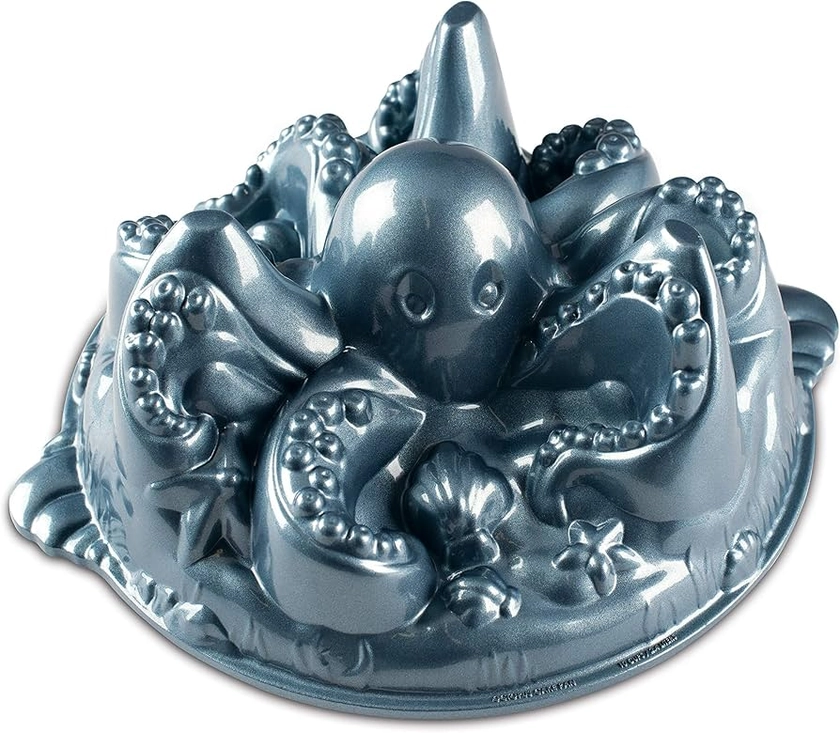 Nordic Ware 57024 Octopus Non Stick Cake Tin, Octopus Shaped Cake Mould, Made from Cast-Aluminium, Made in The USA, Colour: Blue, 10 Cup Capacity : Amazon.co.uk: Home & Kitchen