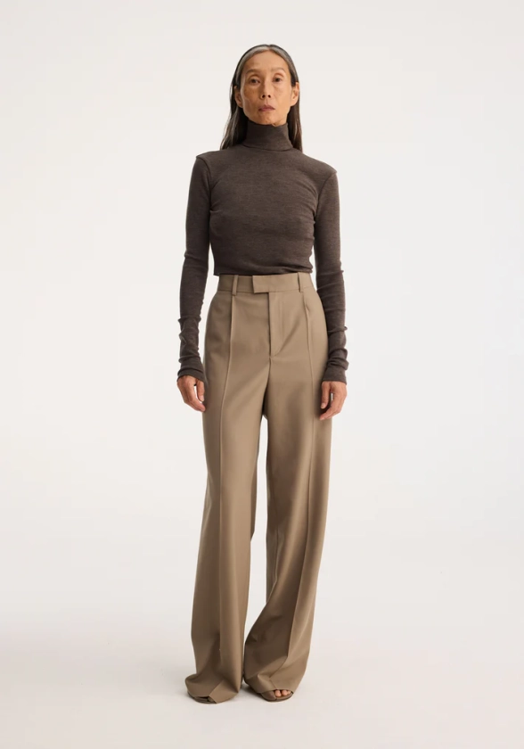 Fine wool turtleneck | brown melange