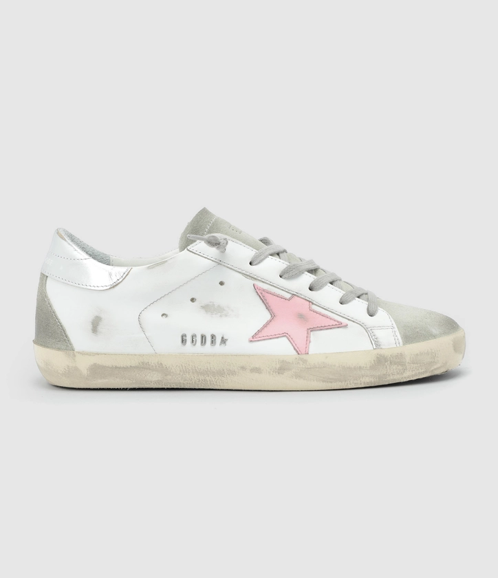 GOLDEN GOOSE - Baskets Superstar Cuir Blanc Rose Argenté