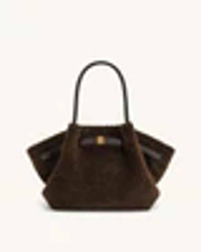 Sac fourre-tout moyen en fausse fourrure Hana - Marron moka