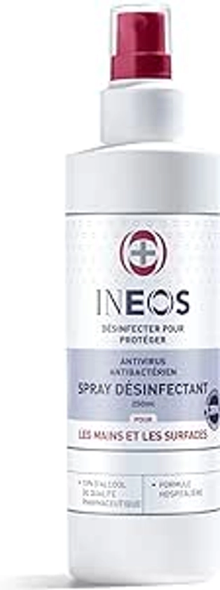 INEOS Hygienics – Spray Désinfectants – Mains – Surfaces – Antibactériens – Base d’Alcool – Qualité Hospitalière – Efficace contre 99 ,9% des Bactéries – (250ml)