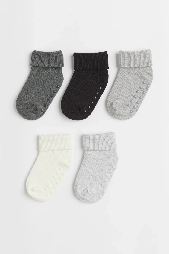 5-pack anti-slip socks - Dark grey/Grey marl - Kids | H&M GB